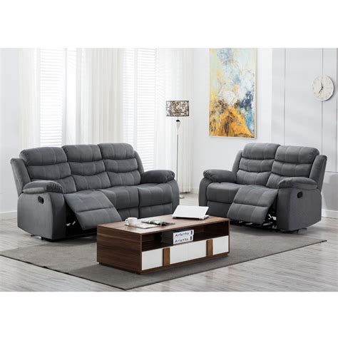 AC Pacific Jim Gray Fabric Reclining Living Room Set - Walmart.com