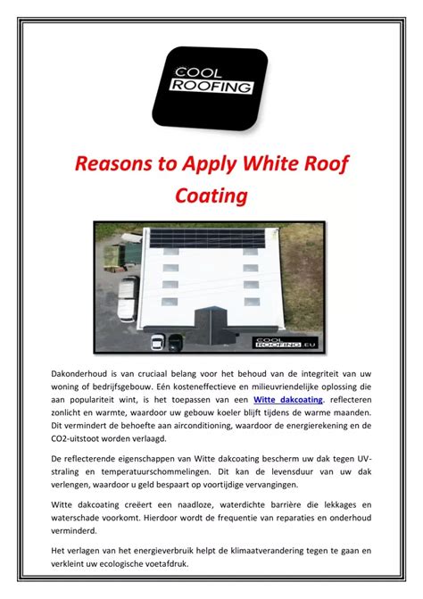 PPT - Reasons to Apply White Roof Coating PowerPoint Presentation, free ...