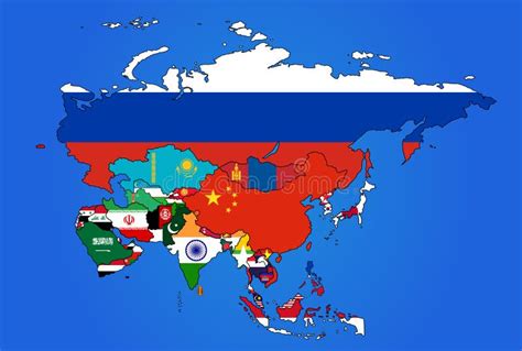 Asia Map With Country Flags