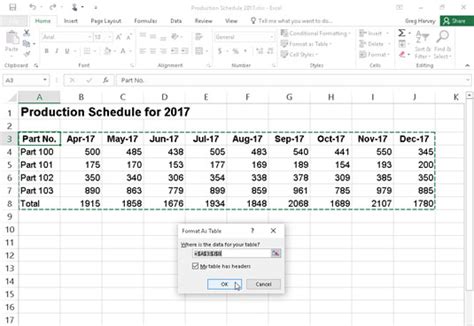 How to Format as a Table in Excel 2016 - dummies