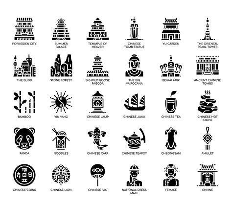 China Symbols , Glyph Icons 680943 Vector Art at Vecteezy