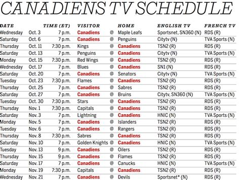 Download a printable TV schedule for the Canadiens' 2018-19 season ...