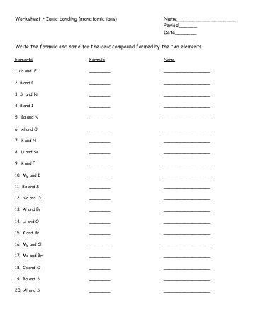 Pdf Formation Of Ions Worksheet – Kidsworksheetfun