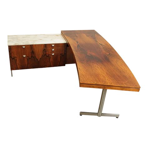 Exceptional Mid Century Modern Rosewood L-Shaped Executive Desk | Chairish