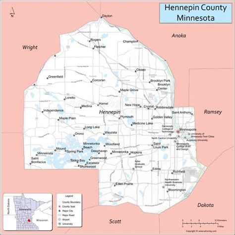 Map of Hennepin County, Minnesota - Cities, Highways & Important Places