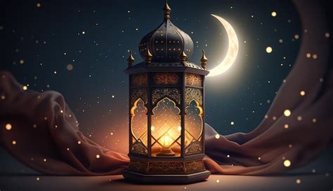 Premium AI Image | A lantern with the moon in the background