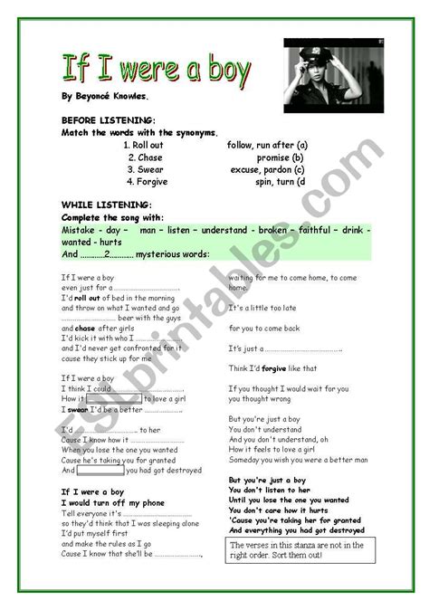 If I were a boy - ESL worksheet by susoramos