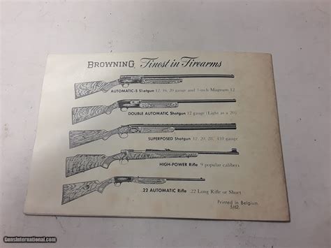 BROWNING AUTOMATIC PISTOLS BOOKLET, MANUAL DATED 5/62