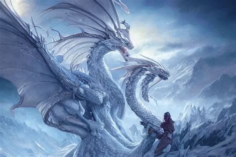 Ice Dragon on a beautiful fantasy landscape, | Stable Diffusion