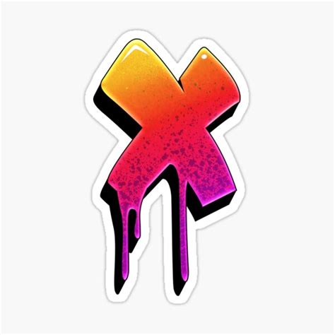 "Graffiti Letters X Letter Colorful Paint Splash Style" Sticker for ...