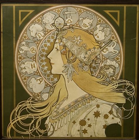 Alphonse Mucha Zodiac print in original frame | Collectors Weekly