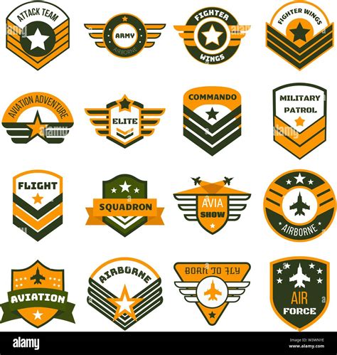 Airforce logo set. Flat set of airforce vector logo for web design ...