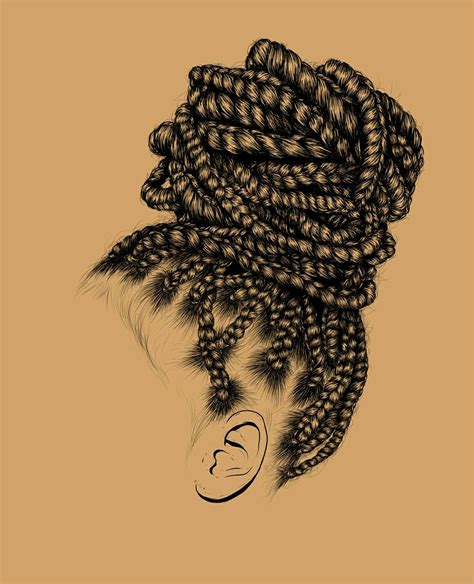 Black Girl With Braids Drawing at PaintingValley.com | Explore ...