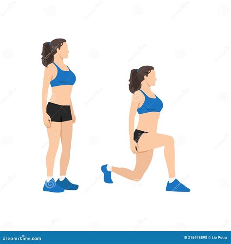 Woman Doing Body Weight Walking Lunges Flat Vector Illustration Stock ...