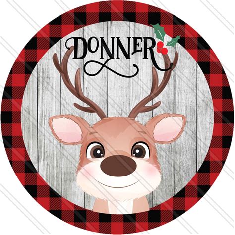 Donner Sign Santa's Reindeer Christmas Sign Cute Reindeer Metal Round ...