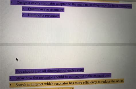 Design a cavity resonator adapted to the main noise | Chegg.com