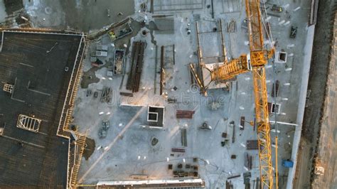 Aerial Top Down Shot of a Constructions Site with Diverse Team of ...