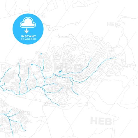 Mutare, Zimbabwe PDF vector map with water in focus - HEBSTREITS ...