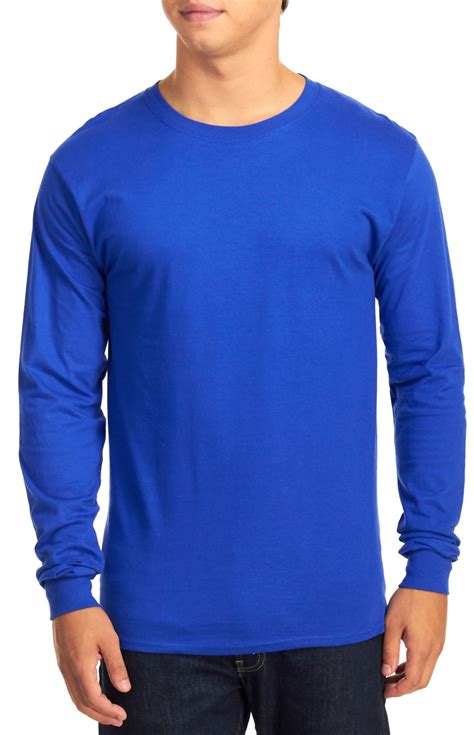 Hanes - Hanes Mens' Long Sleeve Beefy-T T-Shirts, Deep Royal, Medium ...