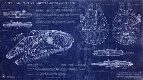 Millenium Falcon Blueprint (Star Wars:A new Hope), Robert Bonchune on ...