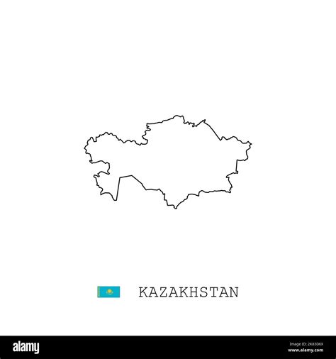 Kazakhstan vector map outline, line, linear. Kazakhstan black map on ...