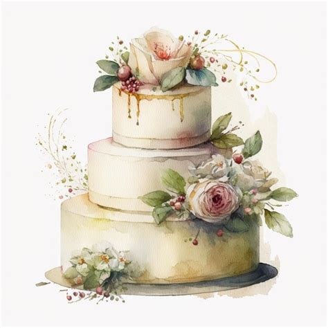 Premium AI Image | A painting of a cake with flowers on it