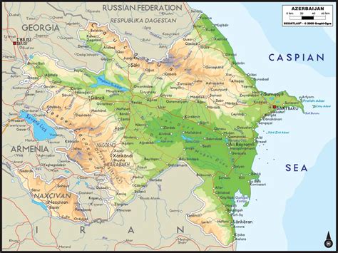 Azerbaijan Physical Large Map • Mapsof.net