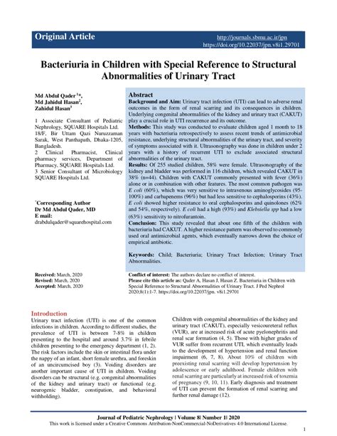 (PDF) Bacteriuria in Children with Special Reference to Structural ...