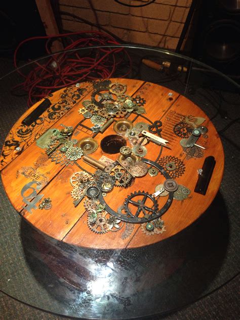 Work in progress cable reel coffee table steampunk Steampunk Coffee ...