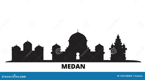 Indonesia, Medan City Skyline Isolated Vector Illustration. Indonesia ...