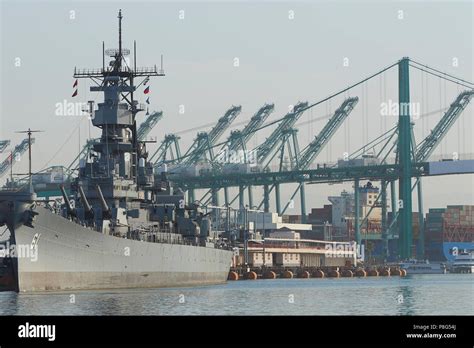 United States Battleship, USS IOWA, BB-61, Now A Museum, Moored On The ...