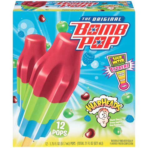 Bomb Pop (The Original) Warheads Ice Pops Flavors of Black Cherry ...