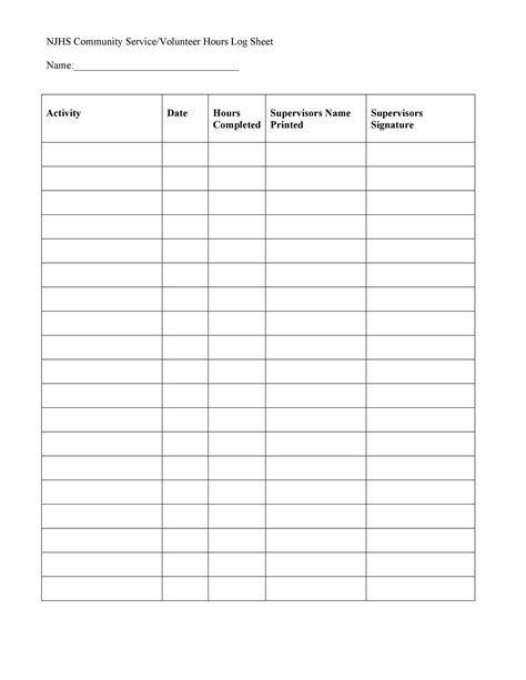 Free Printable Log Sheet Template - Printable Templates Free