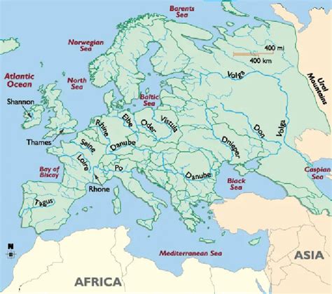 Europe Major Rivers Map - Mapsof.Net