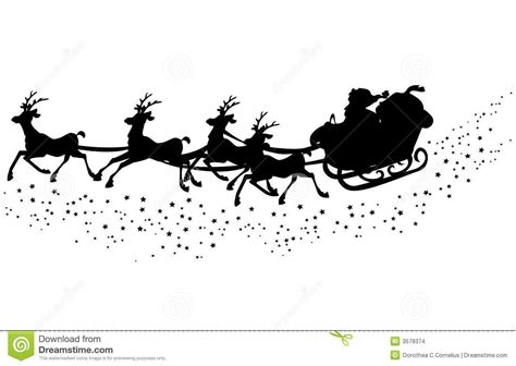 Santa Sleigh And Reindeer Silhouette Png