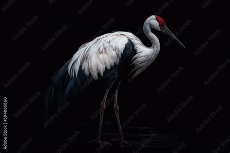 red crowned crane paint. Generative AI Stock Illustration | Adobe Stock