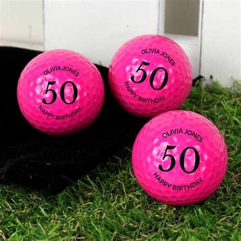 a set of three pink birthday personalised golf balls by the letteroom ...