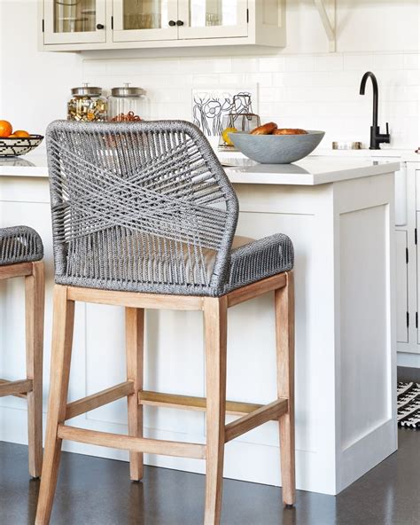 These woven rope counter stools are such a fun, unexpected kitchen ...