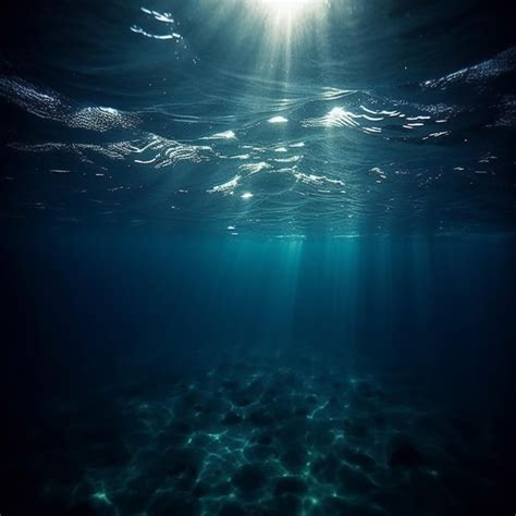 Premium AI Image | The ocean floor is dark and the light is shining on it