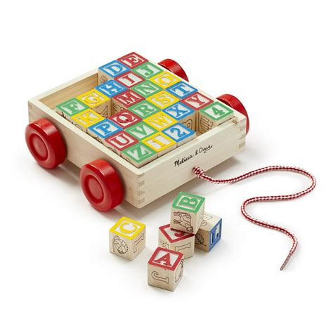 Melissa & Doug Classic ABC Wooden Block Cart (Educational Toy With 30 ...