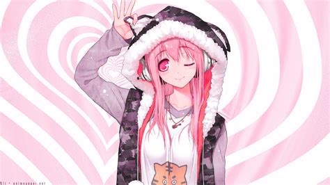 Super Sonico Anime HD Wallpaper: Pink-Haired Wink