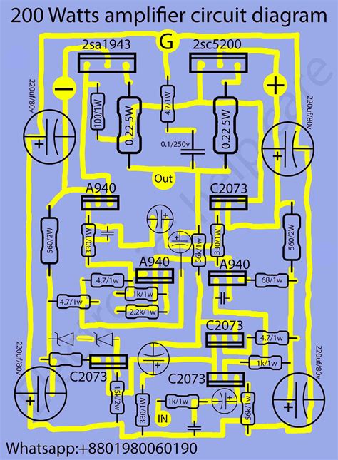 200 watts amplifier circuit - Electronics Help Care