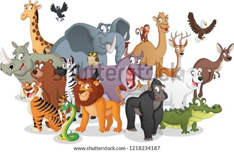 Group Cartoon Animals Vector Illustration Funny Stock Vector (Royalty ...