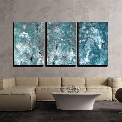 wall26 - 3 Piece Canvas Wall Art - Teal and Grey Abstract Art Painting ...