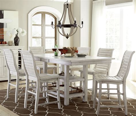 Willow Distressed White Rectangular Counter Height Dining Room Set from ...