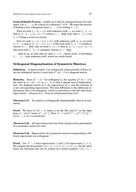 Orthogonal Diagonalization of Symmetric Matrices