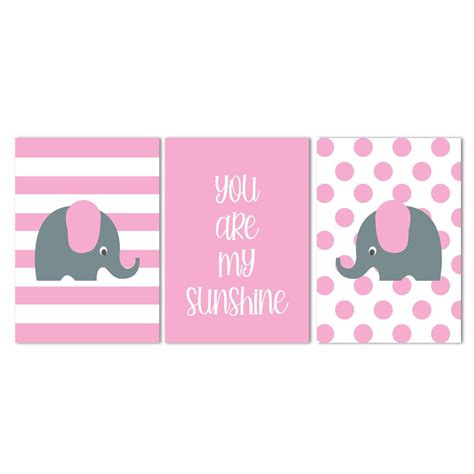 Canvas Nursery Wall Art: Pink Grey Elephant | Shop Today. Get it ...