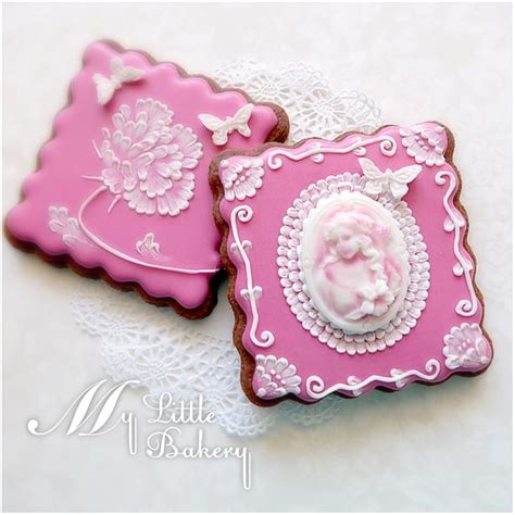 Pink cameo cookies - Decorated Cake by Nadia "My Little - CakesDecor