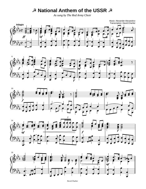 National Anthem of the USSR Sheet music for Piano (Solo) | Musescore.com