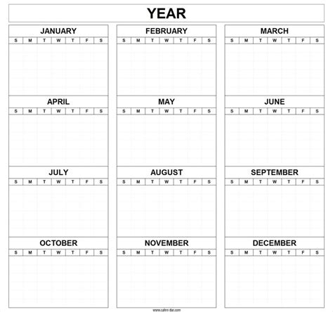 Extraordinary Blank Yearly Calendar Template Pdf | Calendar template ...